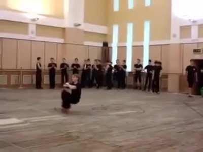 Russian guy squat kicking really fast