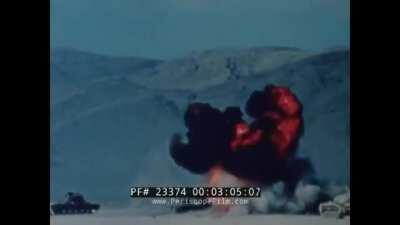 A-10 Thunderbolt II rains down 30mm shells on a Patton tank target