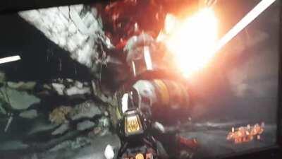 Was playing the super gore nest master level and glory killed a tyrant but he came back without a head and couldn't do damage. Favourite glitch ive ever seen