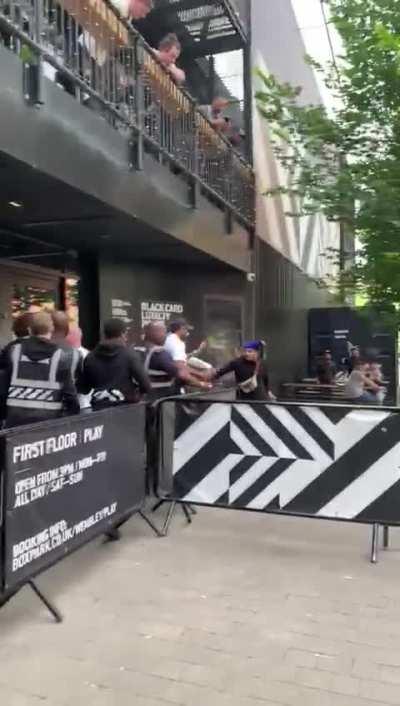 Former British heavyweight champion Julius Francis now working as security at BOXPARK Wembley and dealing with some plank