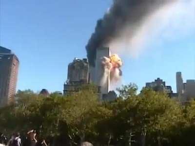 Extremely rare shot of 9/11 WTC attack