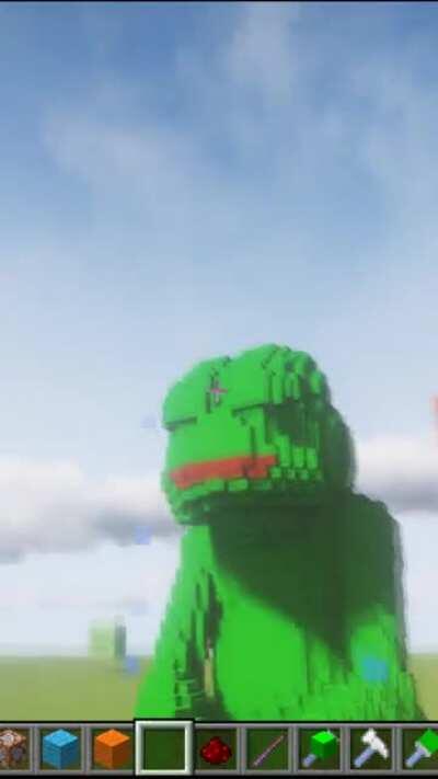 Sad pepe statue made with little tiles 3d importer