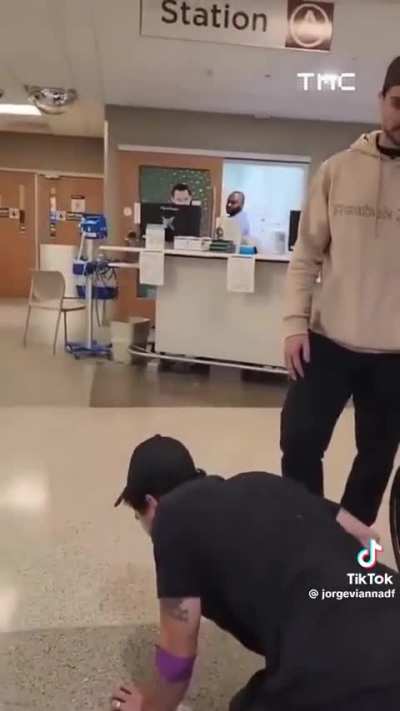 Brazilian with kidney stones begging for help in an non busy emergency room.