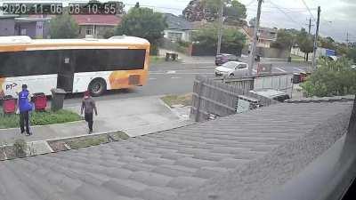 Meanwhile in Broady... Karma Stikes. Kick some bins, miss ya bus.