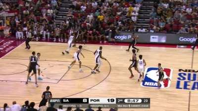 [Highlight] Victor Wembanyama blocks a 3-pointer attempt. With a replay.