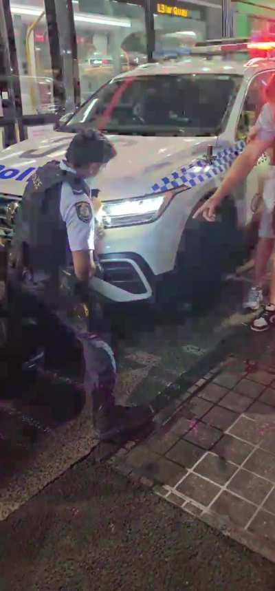 Man holds up the trams in Sydney Australia