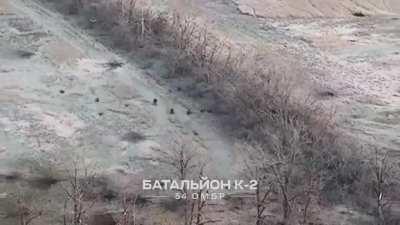 Russian soldiers were trying to storm a Ukrainian trench when an unexpected surprise waited for them.