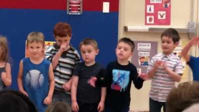 My son dying inside at his Pre-K program