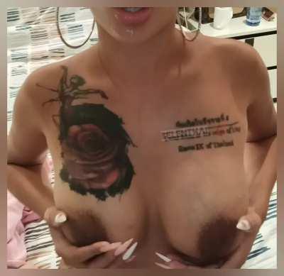 I'd love you to come across my bimbo slut tits and warm mouth