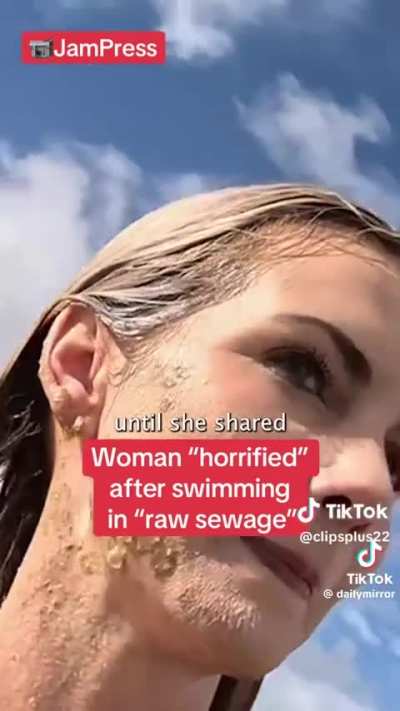 Influencer accidentally swims in raw sewage