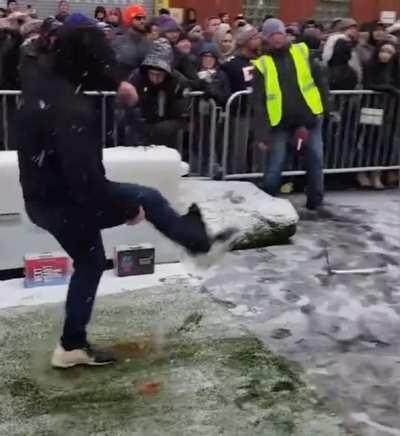 Kicking a field-goal in winter conditions