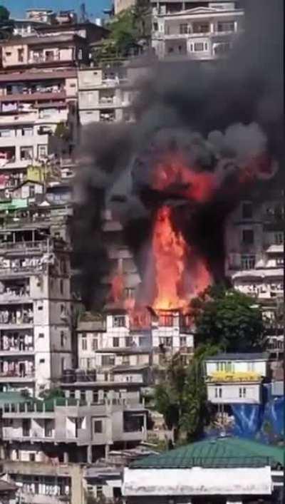 House fire causes cooking gas cylinder to explode. No casualties reported so far.