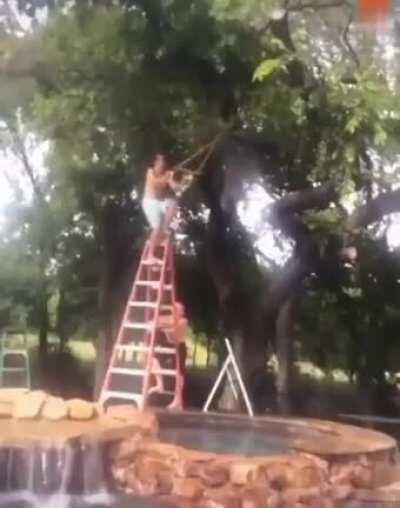 HMFT after climbing up an 8 foot ladder, his hands slip he falls and slams his spine into a jacuzzi rockwall
