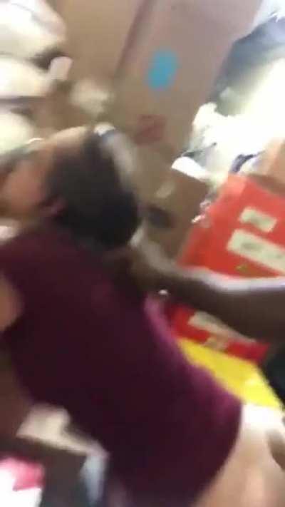 Getting stuffed on her lunch break