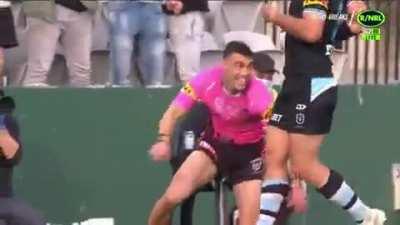 Debutante Charlie Staines scores in front of his mates