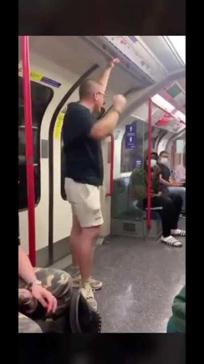 Man being racists on tube get absolute lamped