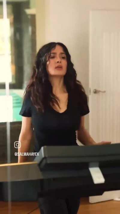 Salma on a treadmill.
