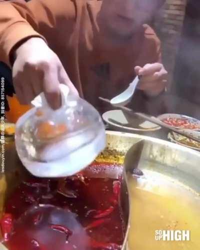 Removing oil with ice