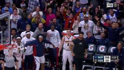 [Highlight] Jokic steals the ball from Ingram, runs the break, and throws the alley-oop to Michael Porter Jr