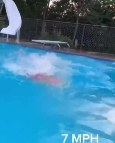 Laundry basket diving.