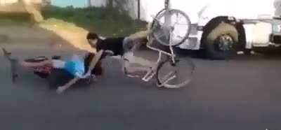 Always wear a helmet when riding a bike into your sister