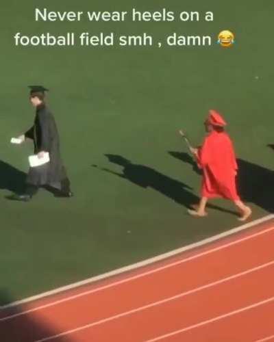 HMC while i walk with heels on football field
