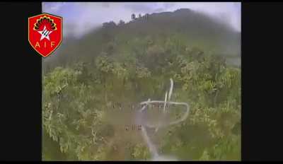 FPV drones used by AIF (Anti-Fascist Internationalist Front) foreign volunteers targeting Tatmadaw junta positions in Myanmar (Burma) [2025] (music from source)