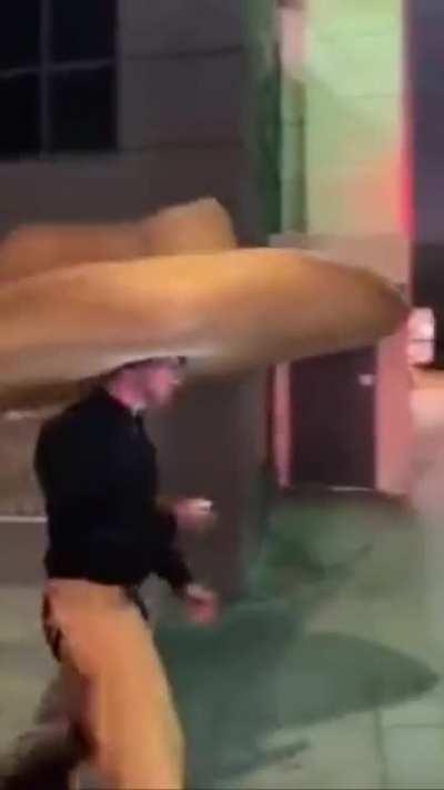 This guys cowboy hat is an absolute unit