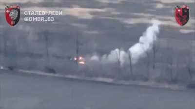 Drone footage of a Russian UAZ-452 