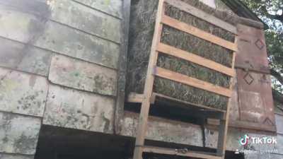 Specialised lift to help move hay into the hay loft