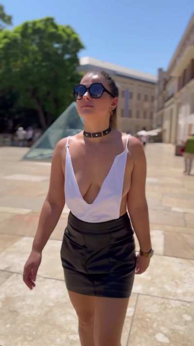 Barely covering my tits as I walk through the city