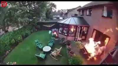 Bio-Ethanol lamp goes flying and lands like a failed SpaceX rocket.