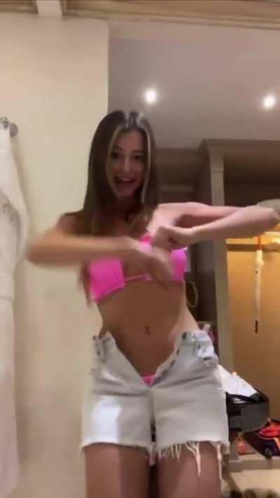 Pink Bikini Top and Denim Shorts 3