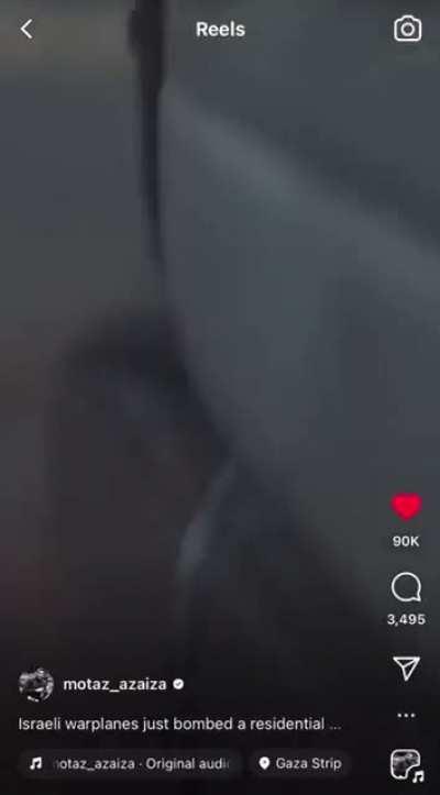 Reporter Motaz Azaiza films Israeli warplanes bombing a residential tower near Al-Quds Hospital in Gaza. Posted 1:54 PM EST