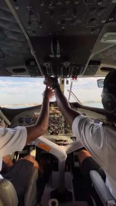 Seaplane takeoff Maldives