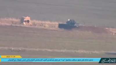 TIP militants destroyed a SAA tank with an ATGM on the Saraqib axis (Major excitement/volume warning)