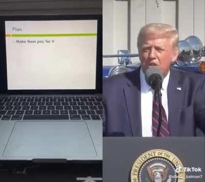 Trump’s speech on the California fires in a Powerpoint Presentation