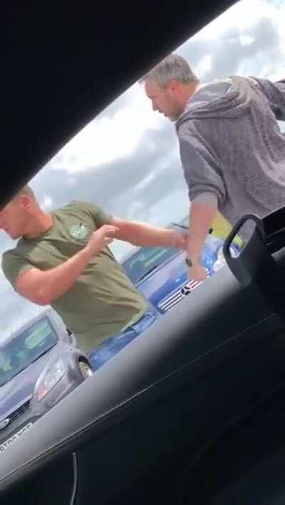 guy with metal bar gets knocked tf out after asking 