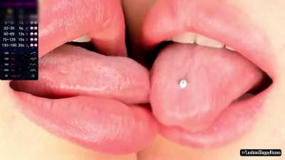 Close up of tongues rubbing against each other is so hot
