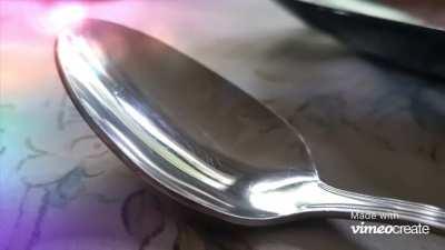 Montage of a spoon I set on the table for breakfast