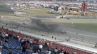 Geoff Bodine is sent into the barrier at 190 mph during the 2000 Daytona 250 Truck Series race. He survived with multiple fractures and the crash is often considered one of the most spectacular in the history of NASCAR.