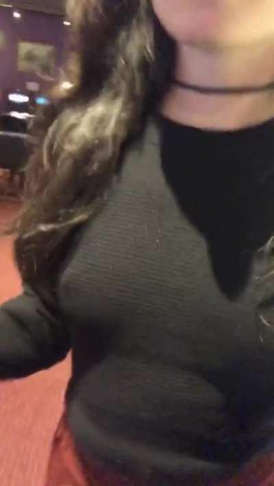 Flashing boobs on the casino floor