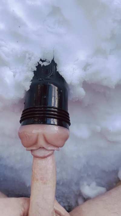 Fleshlight cumshot in the snow