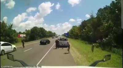 Crackhead running into traffic