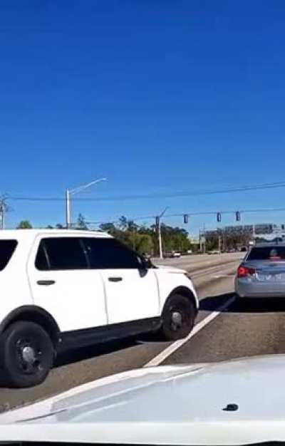 And she saw the police coming from behind