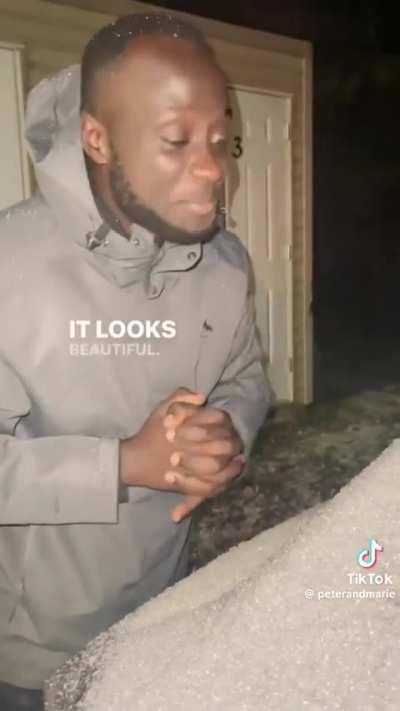 Ugandan man sees snow for the first time in Canada