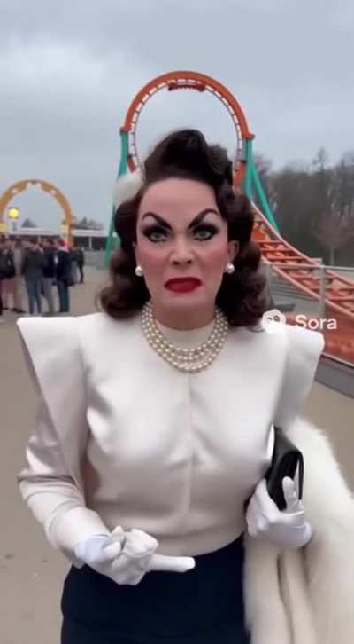 [Joan Crawford] expresses her displeasure in shuttle coasters [AI]