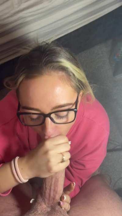 Blonde baby Cum Slut taking Load