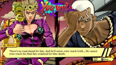This Win Quote/Win Pose combination for Giorno and Pucci is just priceless.