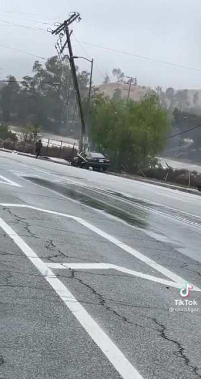 The power pole almost got its revenge